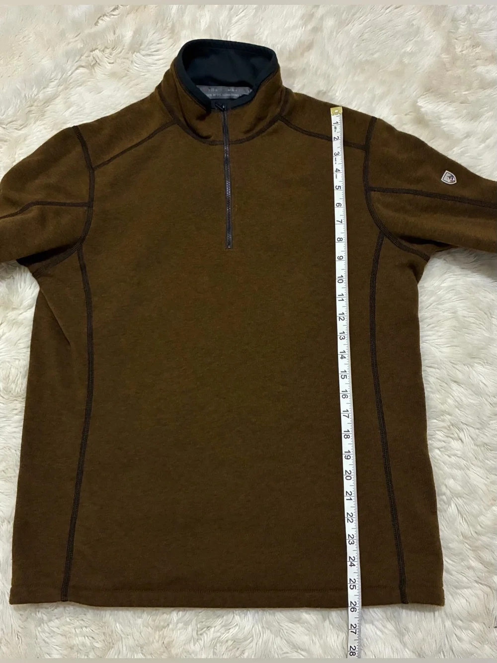 Kuhl Revel 1/4 Zip Fleece Pullover, Brown /Black, Men’s Medium